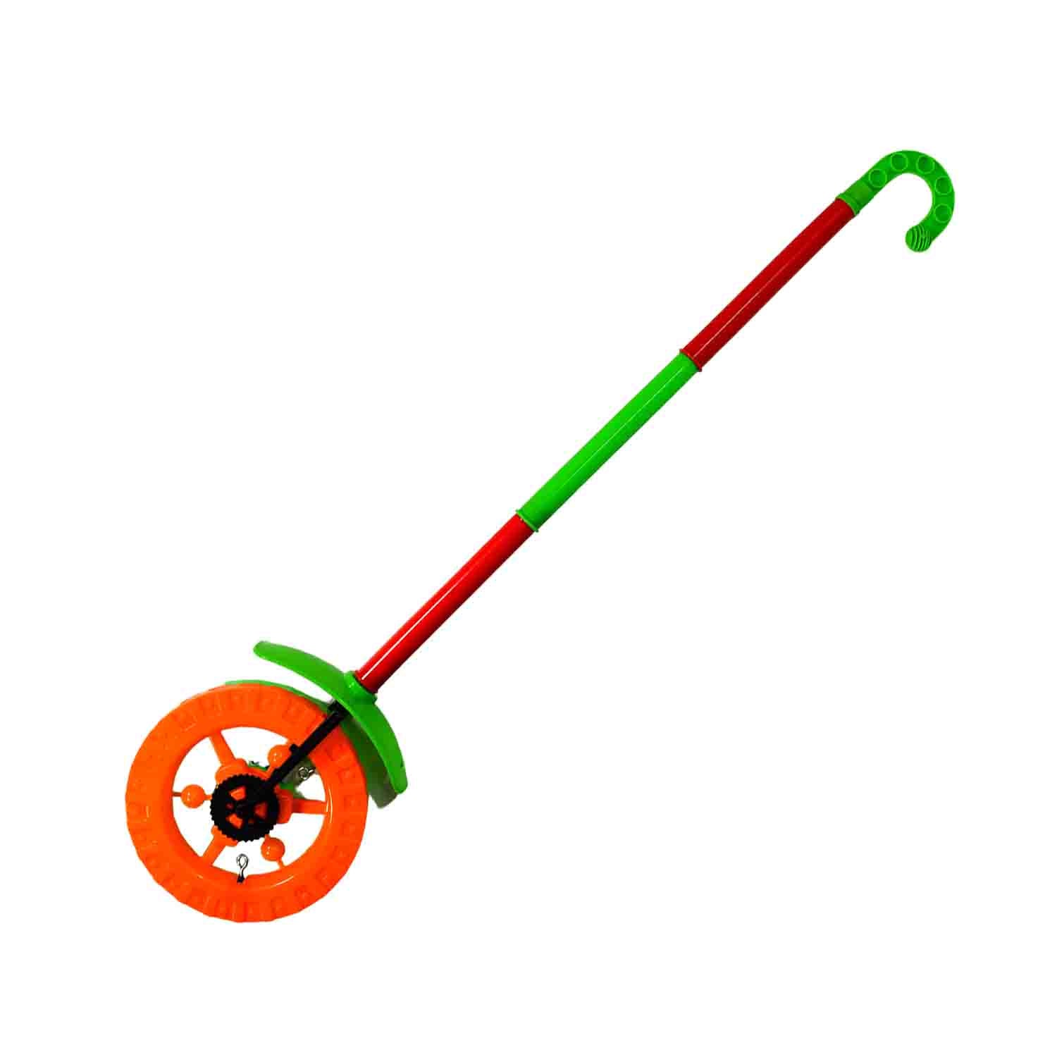 4435 Plastic Single Wheel Push Run toy with handle and two lights on wheel. push toy for Kids. DeoDap 4435 Plastic Single Wheel Push Run toy with handle and two lights on wheel. push toy for Kids. DeoDap